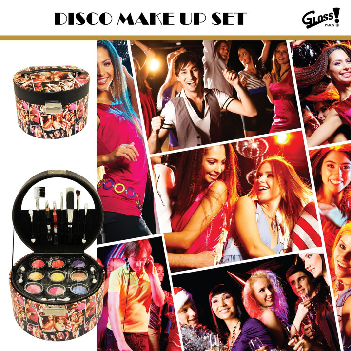 Mallette de maquillage - Boîte à bijoux Disco avec 3 vernis à ongles