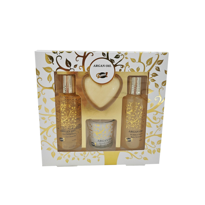 Coffret de bain à l'argan avec une bougie parfumé - Idée cadeau