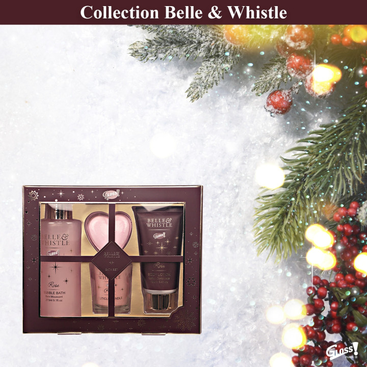 Coffret cadeau de bain avec bougie - Rose