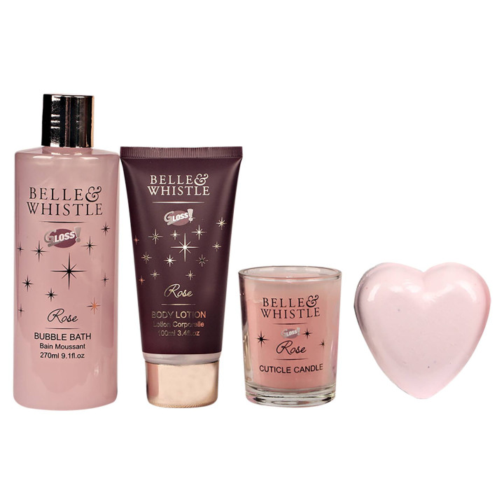 Coffret cadeau de bain avec bougie - Rose