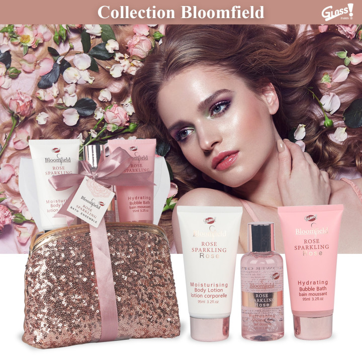 Trousse de bain rose pailletée -  Edition Bloomfield - Rose
