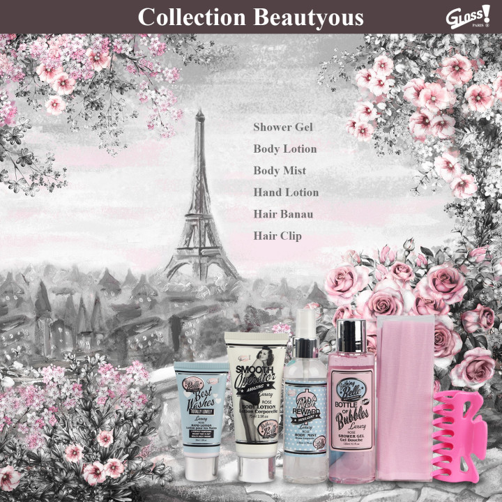 Coffret beauté & bain avec accessoires de cheveux - Rose - Idée cadeau