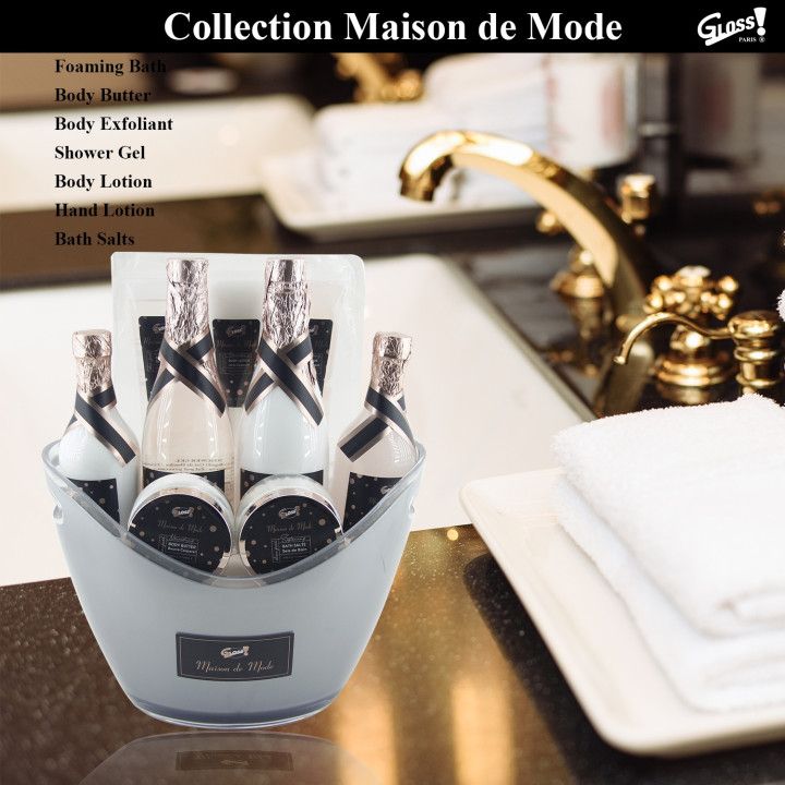 Coffret de bain & soins Premium - Seau à Champagne -   Lys et Freesia