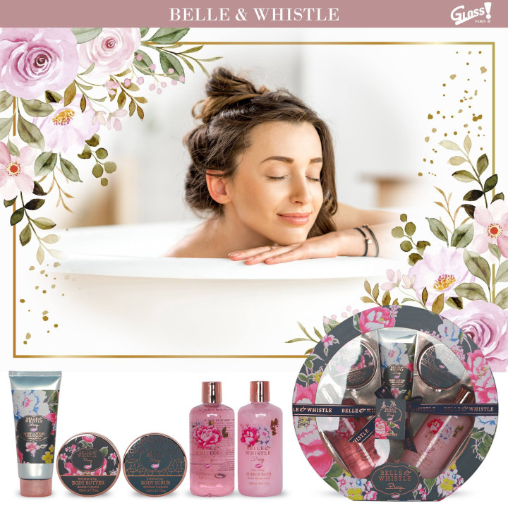 Coffret de bain rond au parfum délicat de pivoine - 5pcs