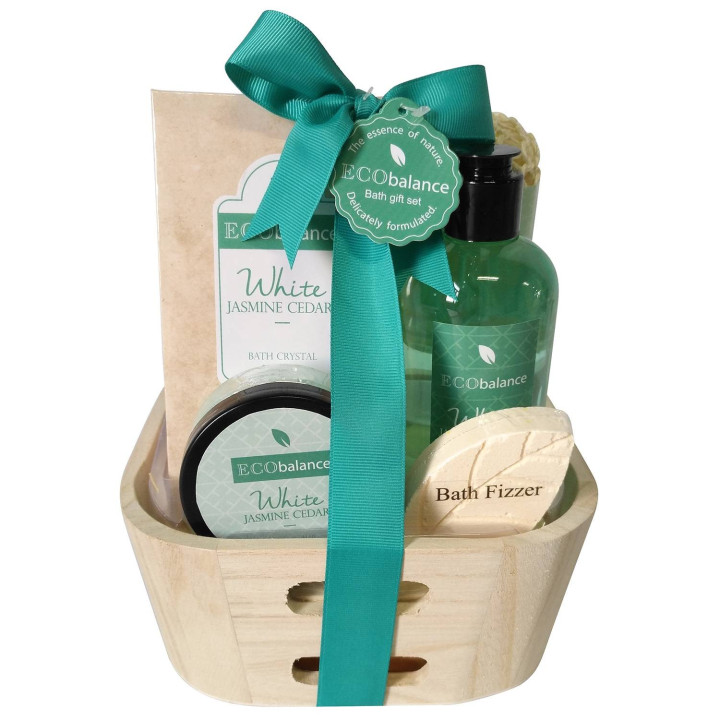 Coffret de bain avec feuille effervescente & éponge - Jasmin Blanc