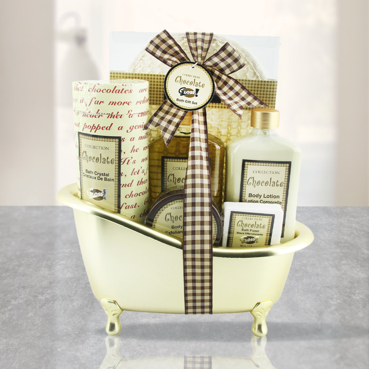 Gloss - Coffret cadeau de bain Pour Femme - Baignoire dorée - Collection Chocolate - Chocolat