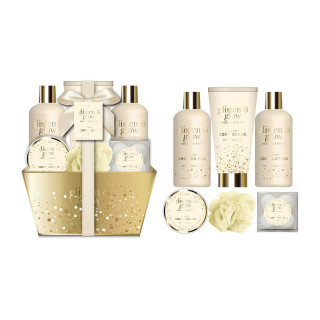 Coffret de bain corbeille au parfum délicat vanille tilleul - 9pcs