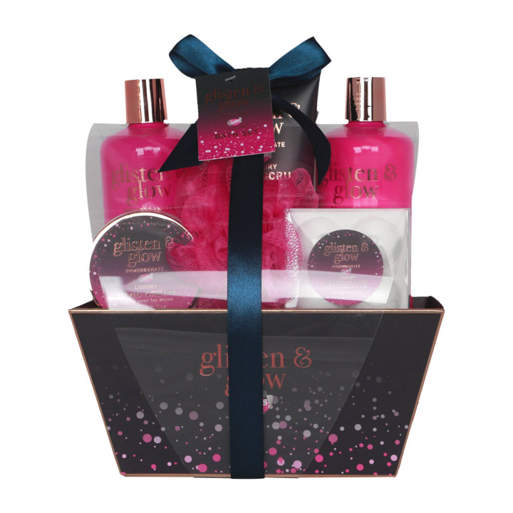 Coffret de bain rose au parfum fruité de grenade - 9pcs
