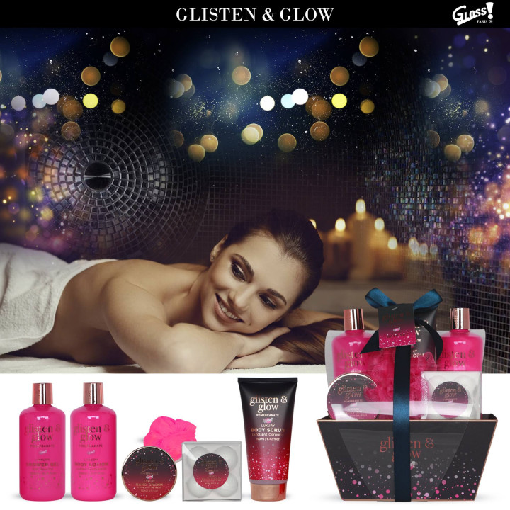 Coffret de bain rose au parfum fruité de grenade - 9pcs