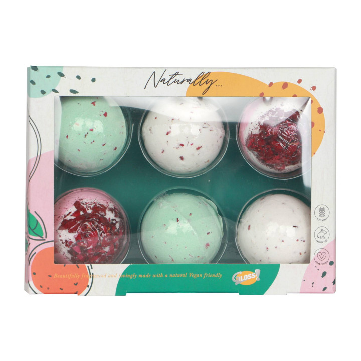 Set de bain avec boule effervescente  à la Pivoine -6pcs