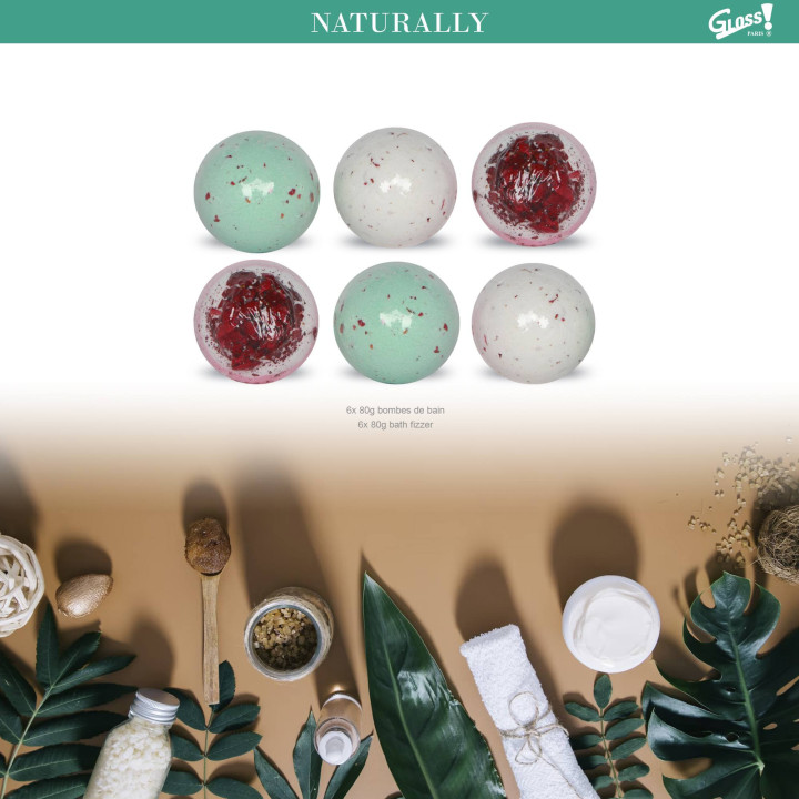 Set de bain avec boule effervescente  à la Pivoine -6pcs