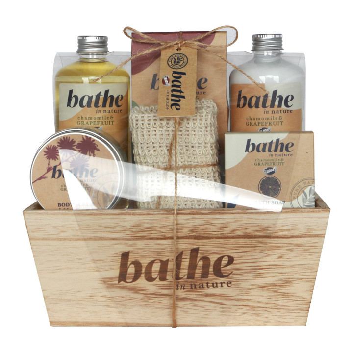 Coffret de bain corbeille au parfum Camomille et Pamplemousse - 6pcs