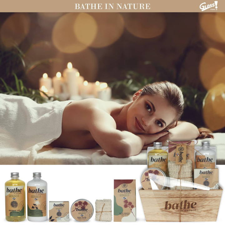 Coffret de bain corbeille au parfum Camomille et Pamplemousse - 6pcs
