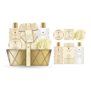 Coffret de bain corbeille au parfum délicat vanille tilleul - 6pcs