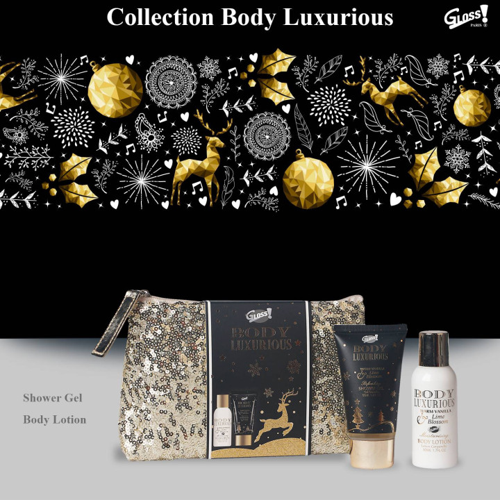 Trousse Bain Doré Strass Body Luxurious Gold