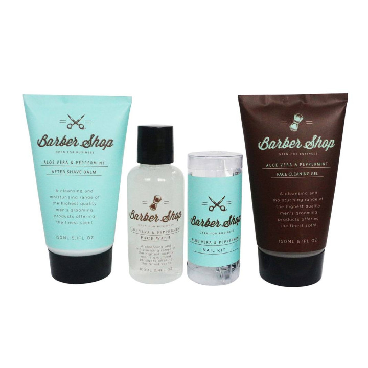 Kit rasage/manucure homme - Trousse marron Aloe vera / Menthe poivrée