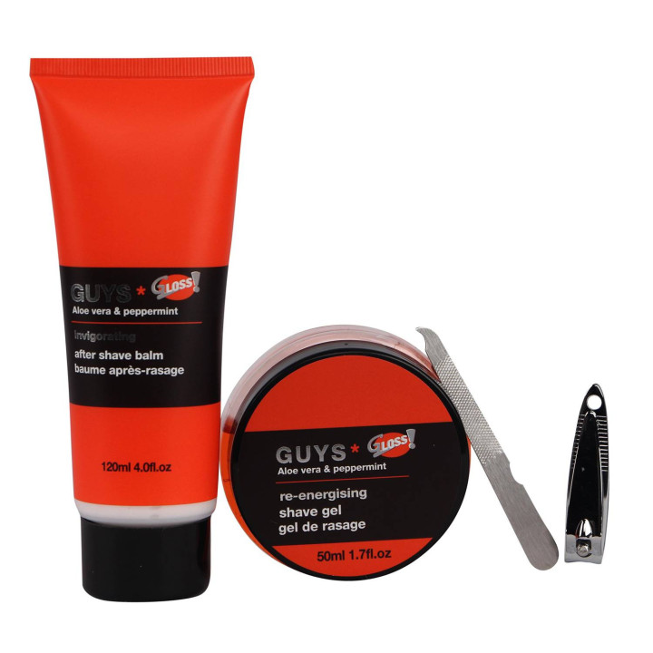 Coffret de rasage  avec kit de manucure - Guys - Aloe Vera & Menthe