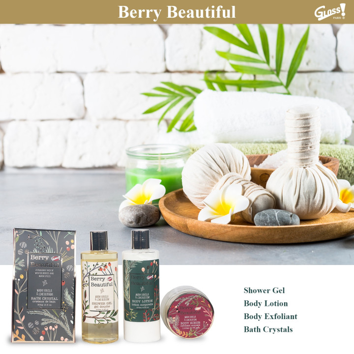Coffret soins corps & bain - Sac doré - Vanille et tilleul